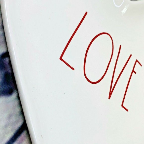 Rae Dunn Magenta Love Heart Plate White Red Upper Case Block Artisan Collection - Picture 2 of 4